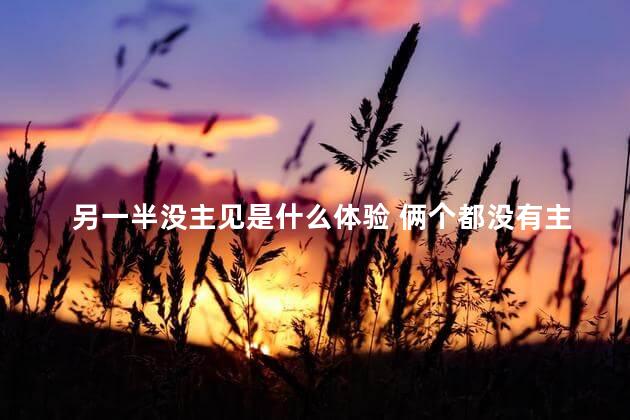 另一半没主见是什么体验 俩个都没有主见的人和什么